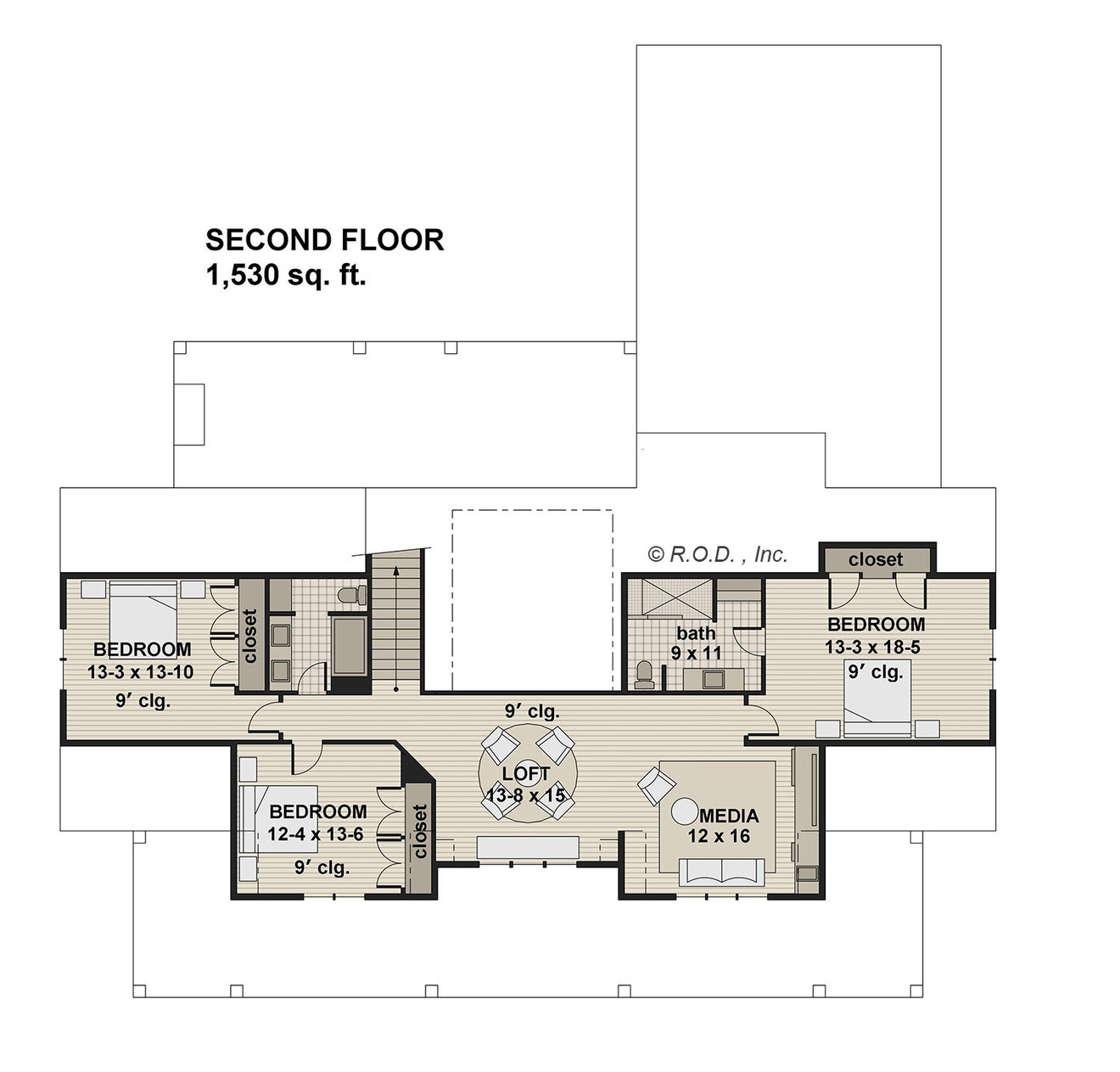 Farmhouse House Plan - Ruth Ann 51898 - 2nd Floor Plan
