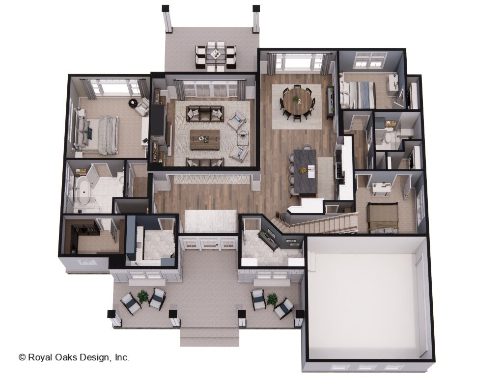 Farmhouse Plan - Shadow Brook - 1st Floor Plan Dollhouse - 