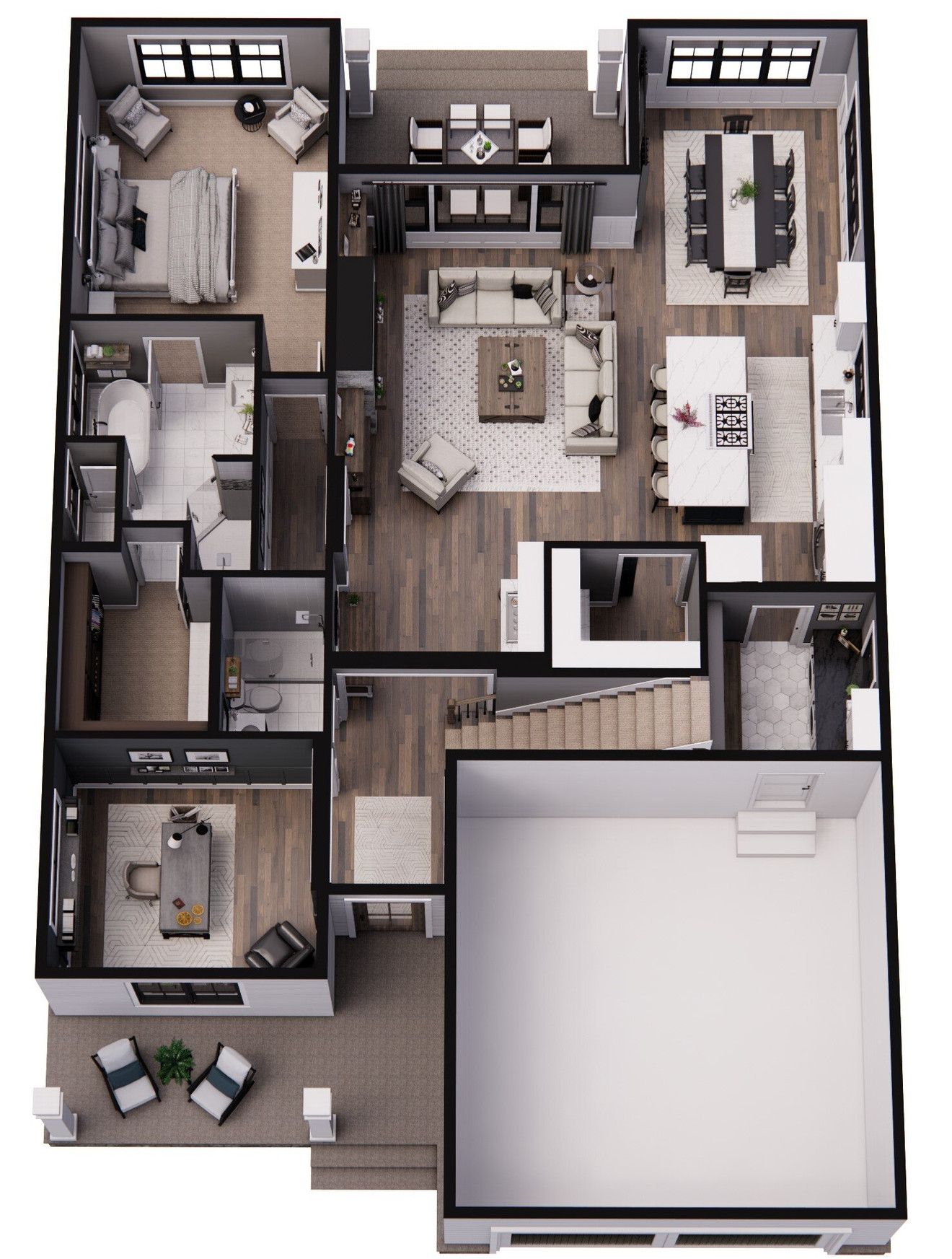 Farmhouse Plan - Belmont - 1st Floor Plan Dollhouse - 