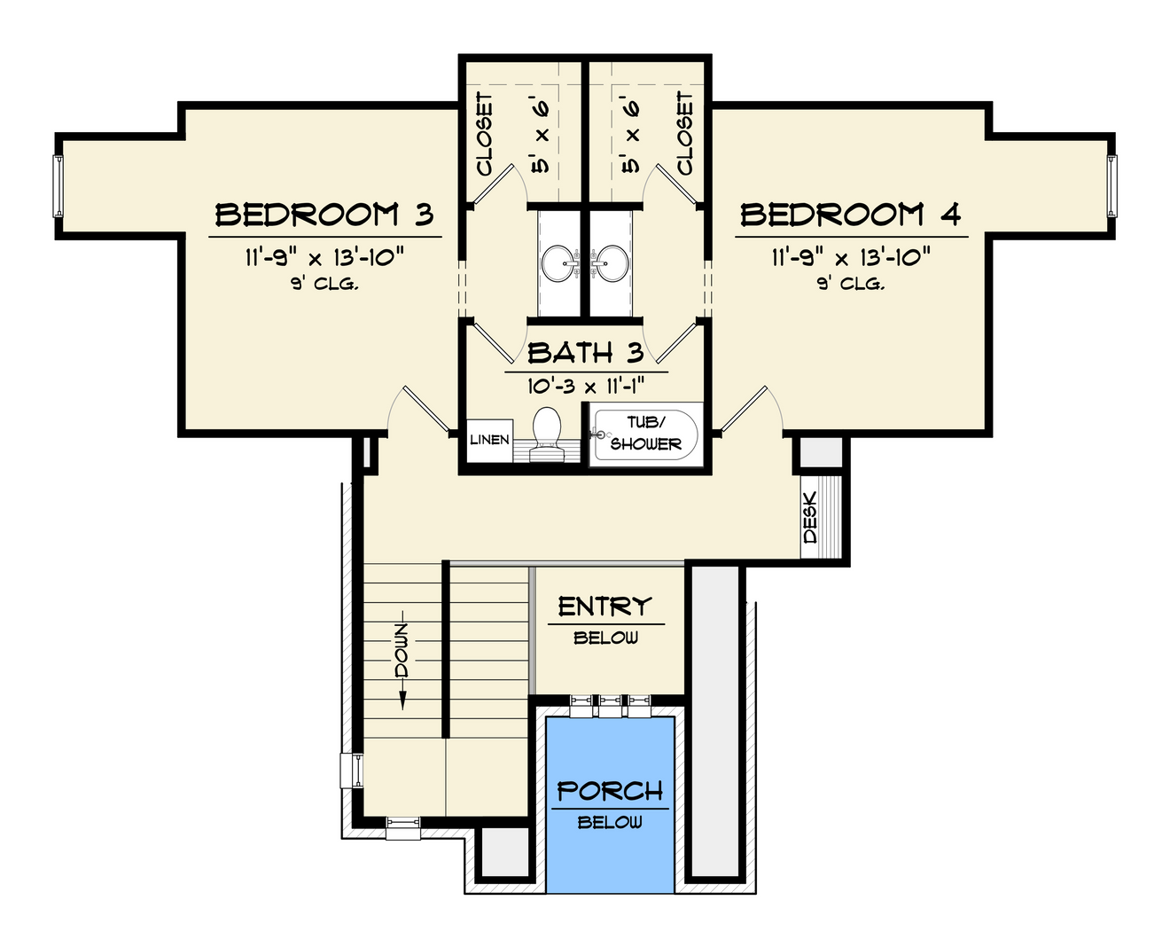 Secondary Image - French Country House Plan - Sophia 25280 - 2nd Floor Plan