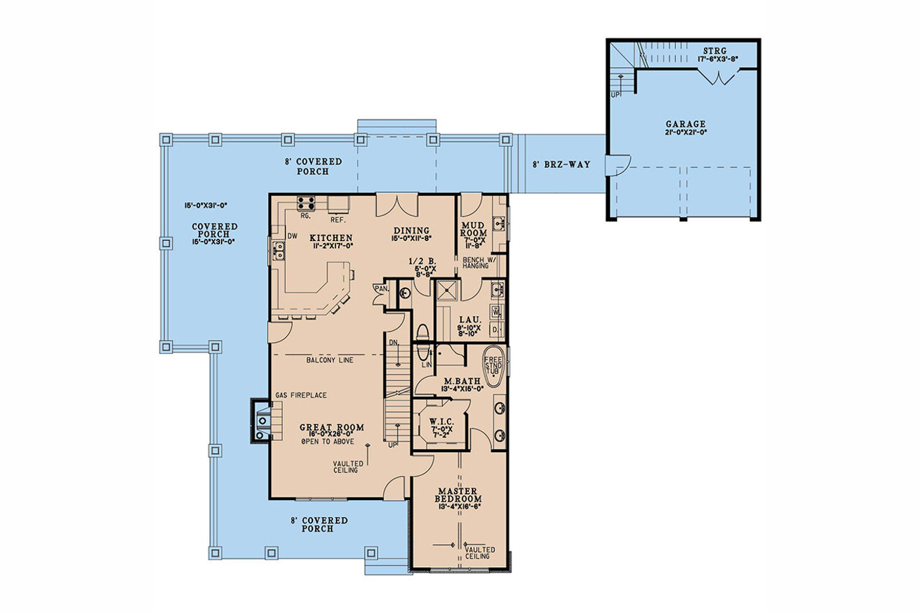 Mountain Rustic House Plan - Appalachian Trails 39060 - 1st Floor Plan