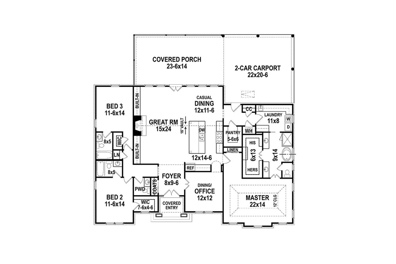 European House Plan - Rosemary Park 64678 - 1st Floor Plan