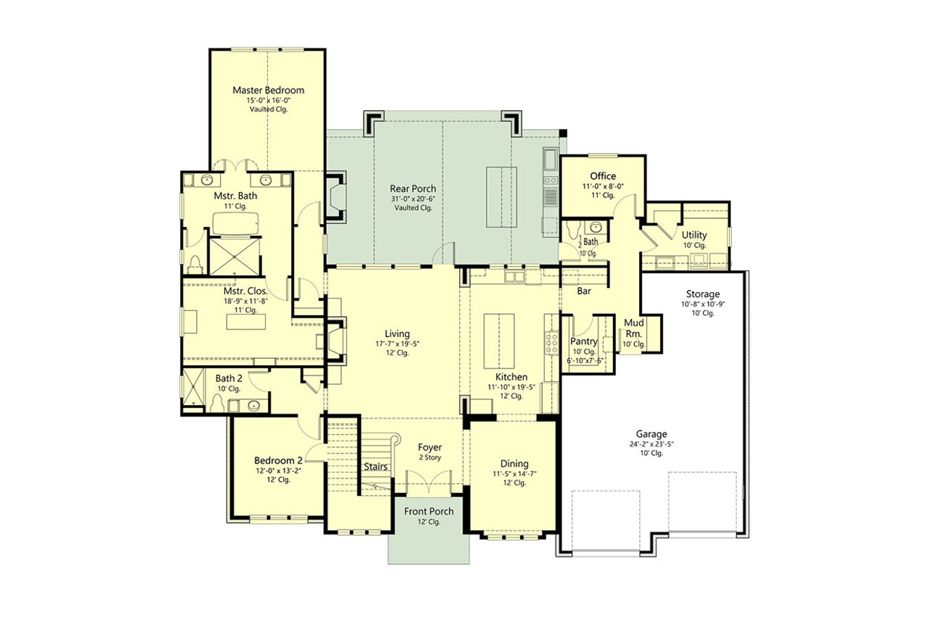 European House Plan - 65952 - 1st Floor Plan