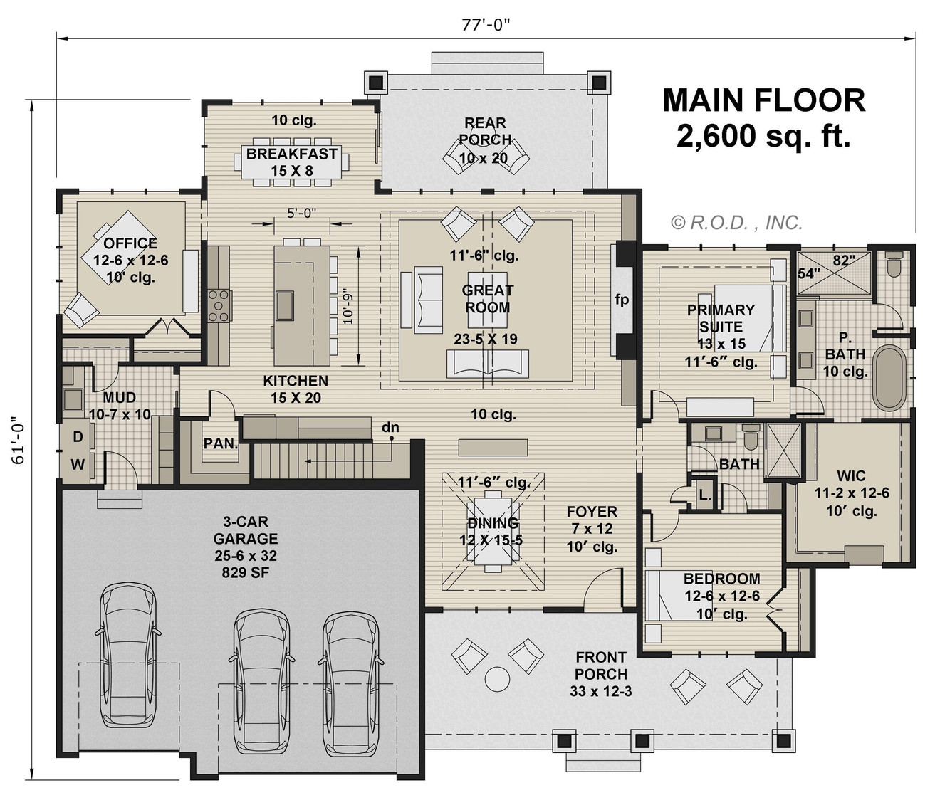 Traditional House Plan - River View 50943 - 1st Floor Plan