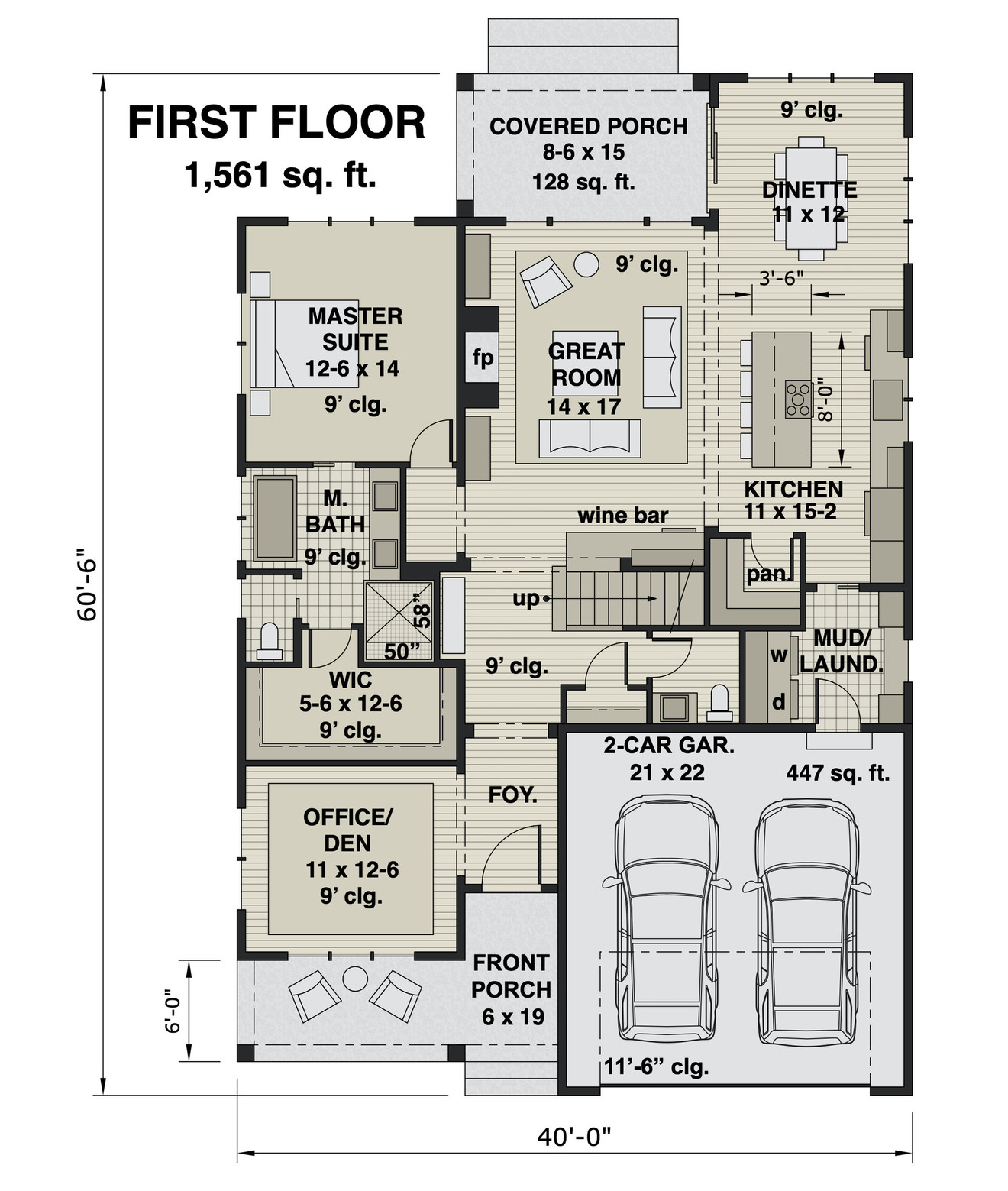 Farmhouse House Plan - Sapphire 67662 - 1st Floor Plan
