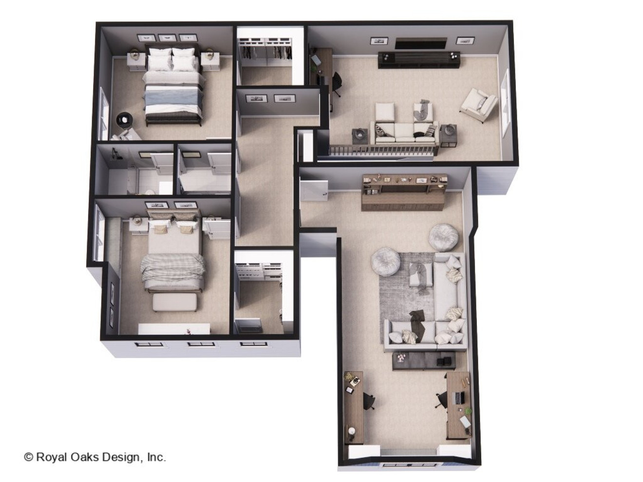 Farmhouse Style Plan Sapphire - 2nd Floor Plan - Dollhouse - 