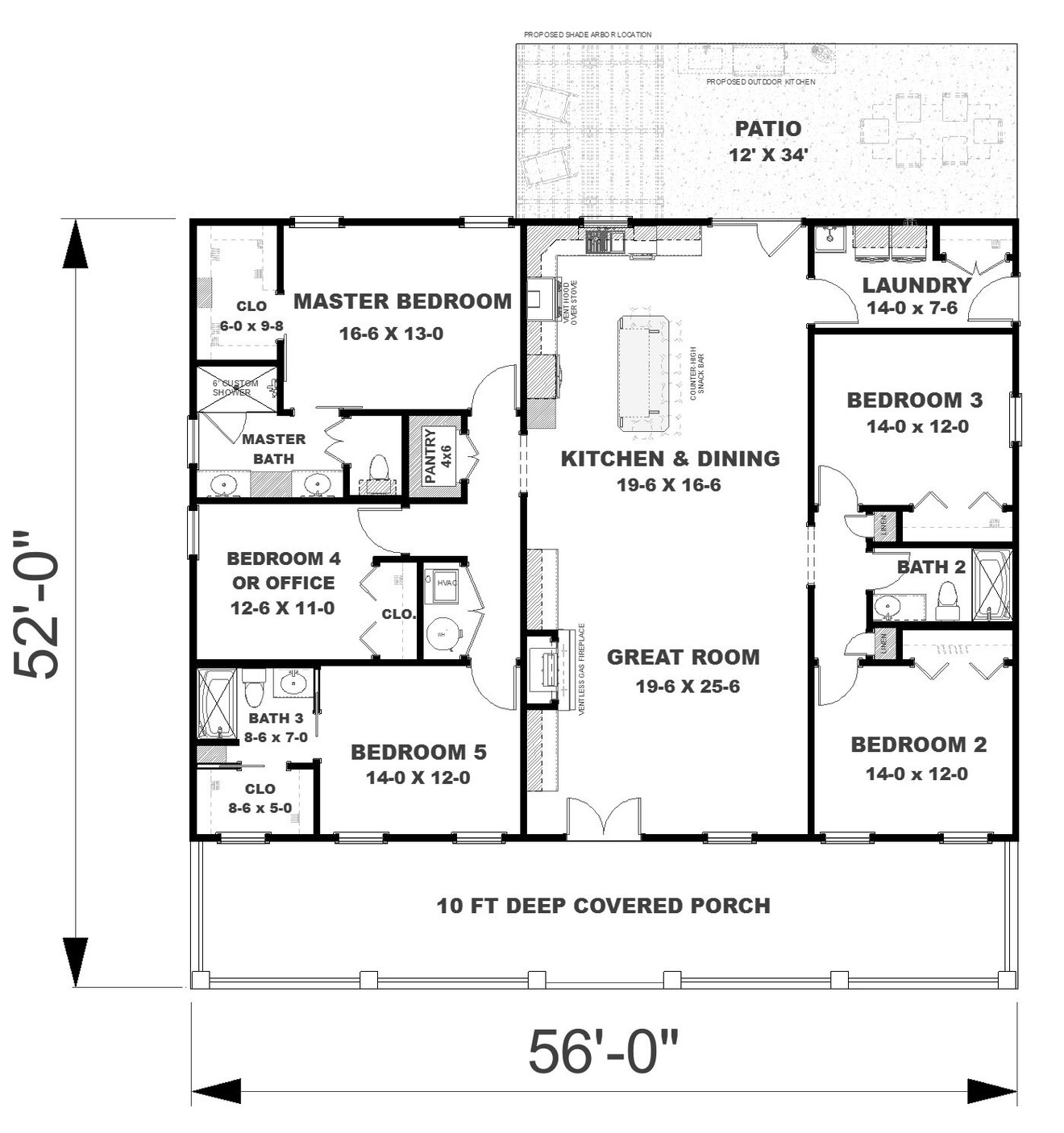 Farmhouse House Plan - 52787 - 1st Floor Plan