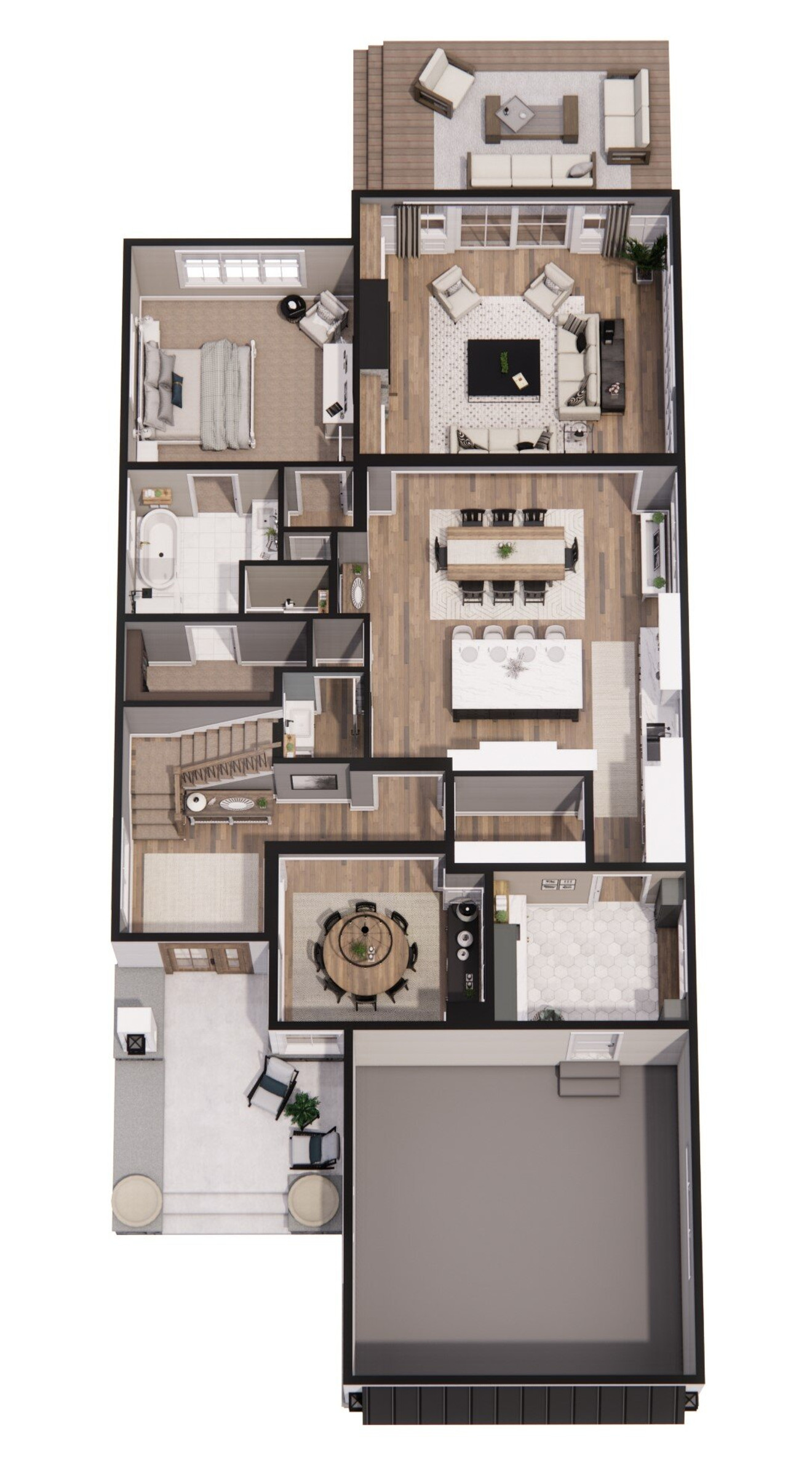 Farmhouse House Plan - Wexford 37768 - 1st Floor Plan Dollhouse - 