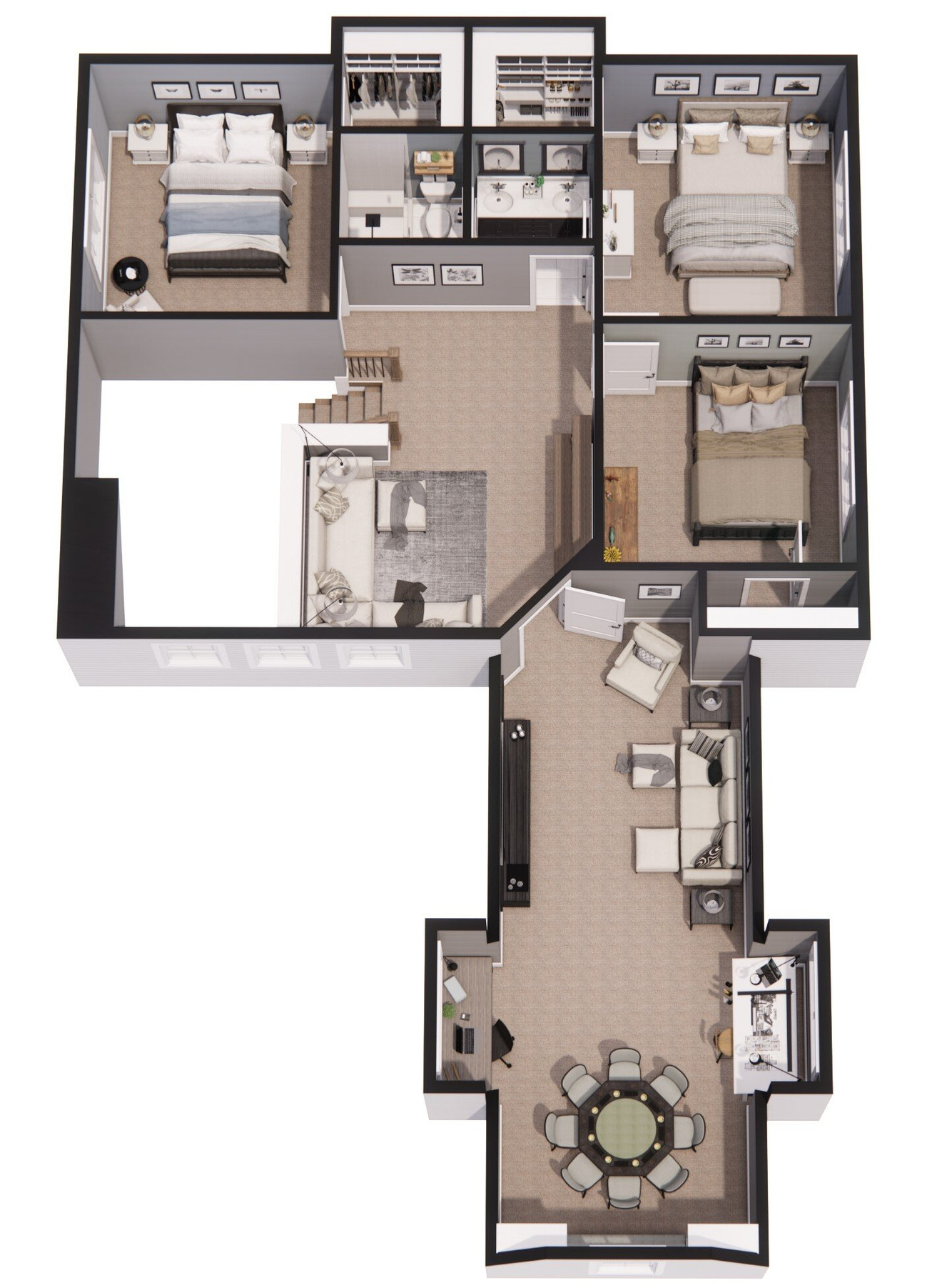 Farmhouse House Plan - Wexford 37768 - 2nd Floor Plan Dollhouse - 