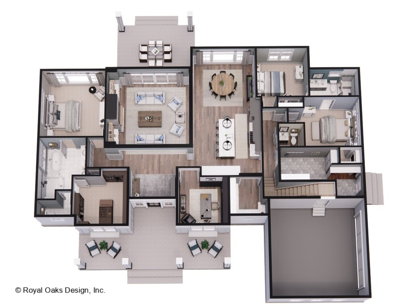 Farmhouse House Plan - St. Thomas 16254 - 1st Floor Plan Dollhouse - 