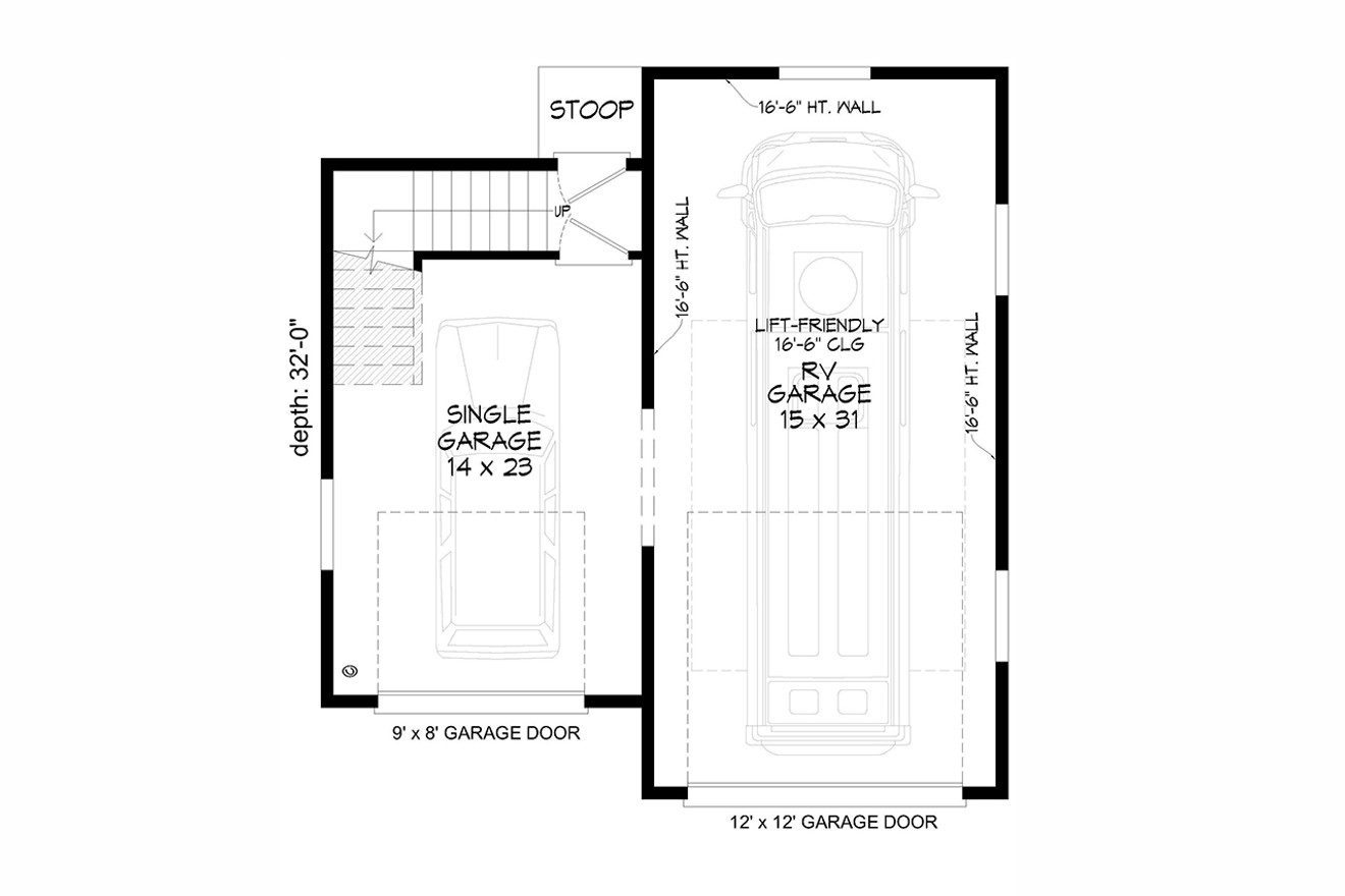 Traditional House Plan - Milton RV Garage 36883 - 1st Floor Plan