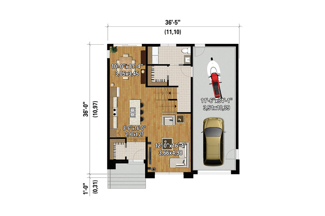 Modern House Plan - 32715 - 1st Floor Plan