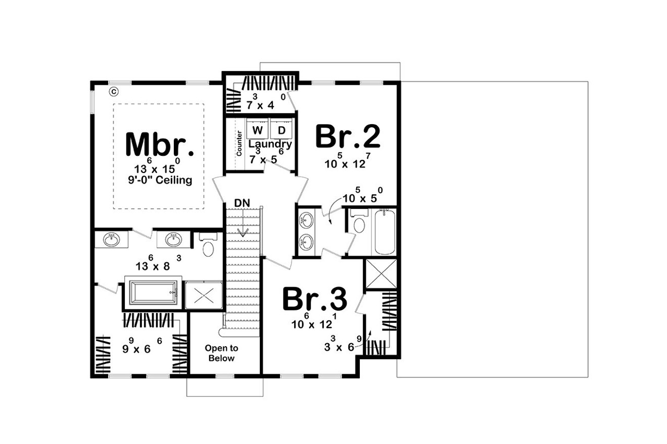 Colonial House Plan - Duncan 89325 - 2nd Floor Plan