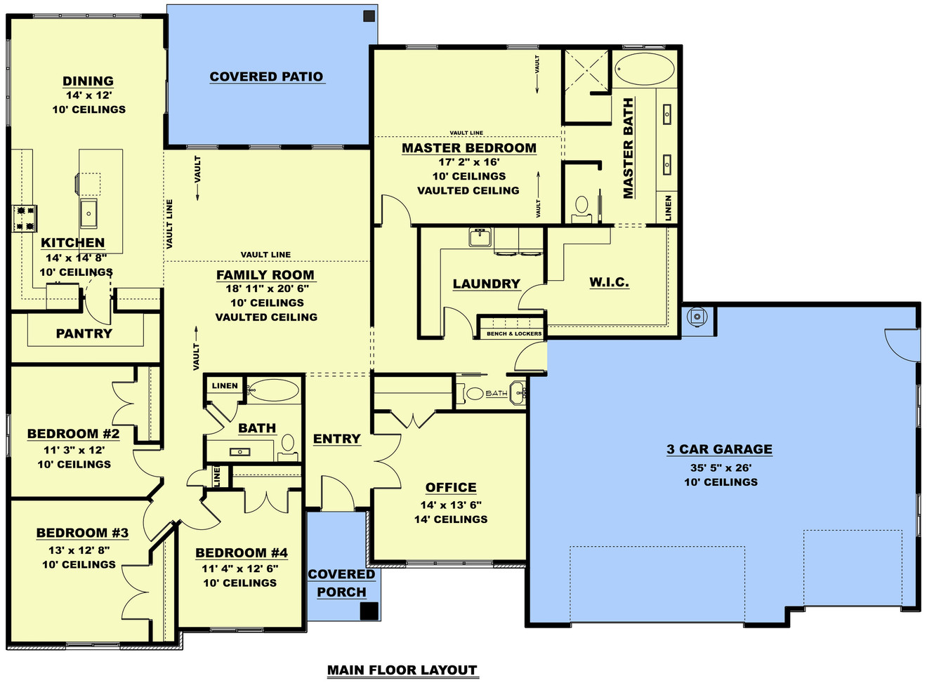 Ranch House Plan - The Coral Sand 39205 - 1st Floor Plan