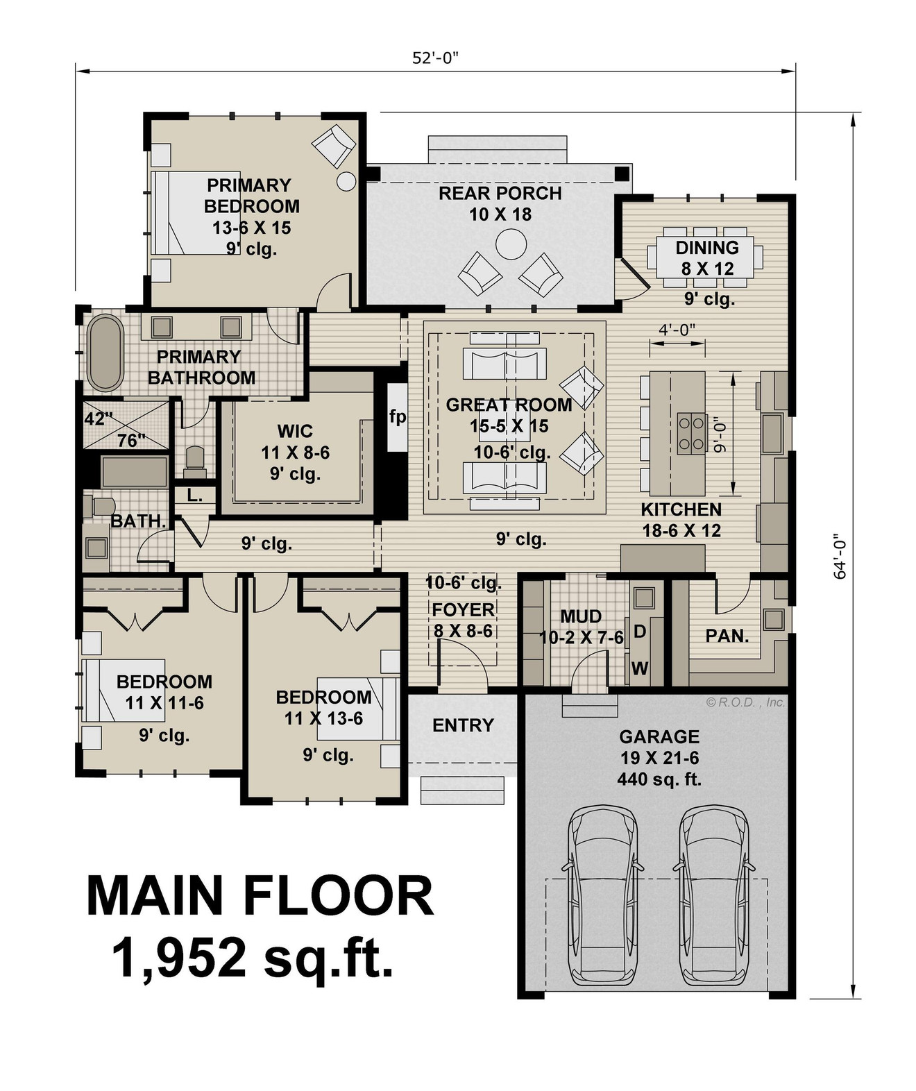Farmhouse House Plan - Canyon Creek 44081 - 1st Floor Plan