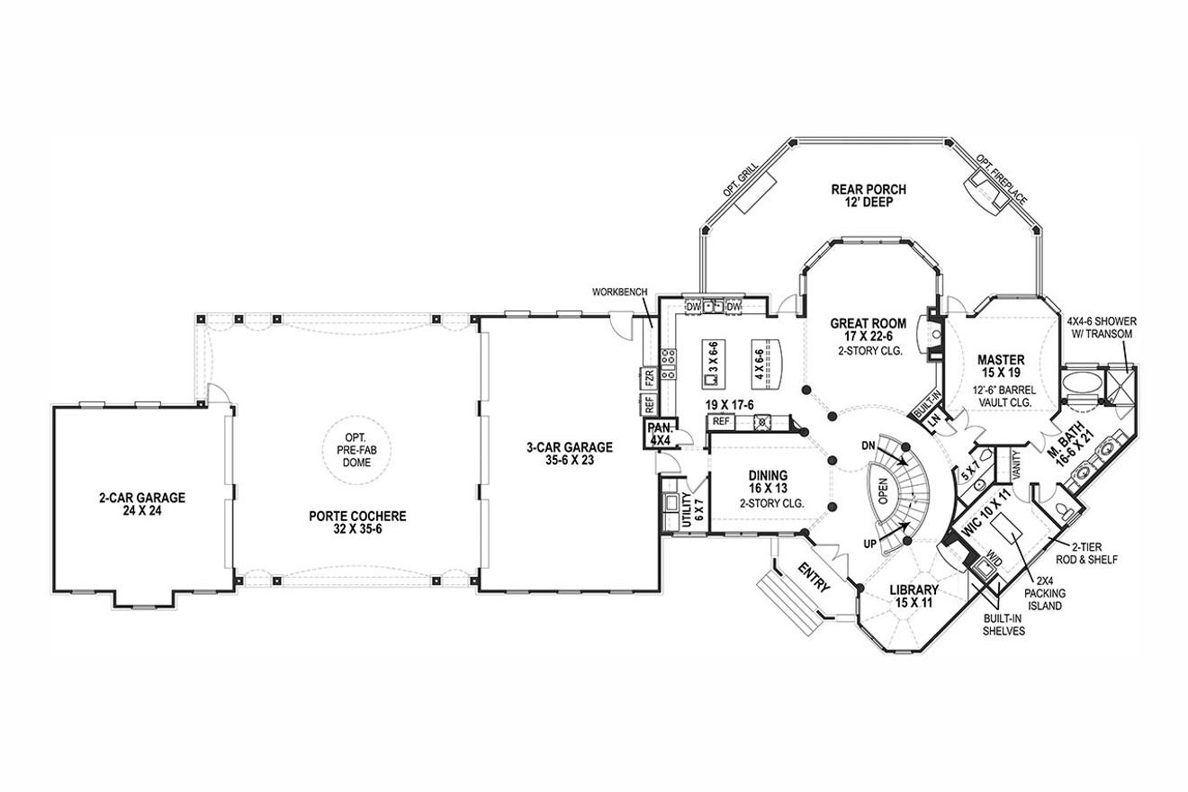 European House Plan - Lady Rose 41877 - 1st Floor Plan