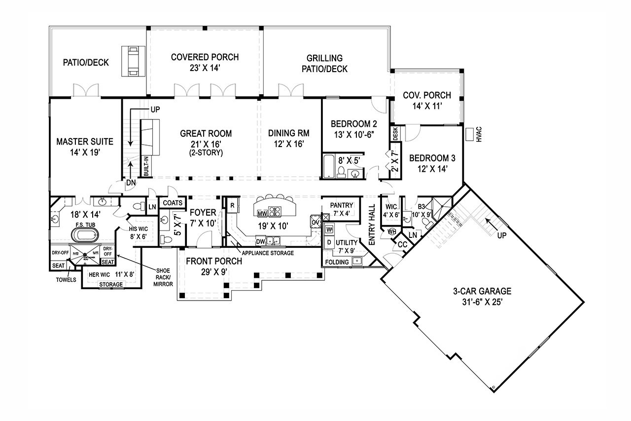 Craftsman House Plan - Marymount 98049 - 1st Floor Plan