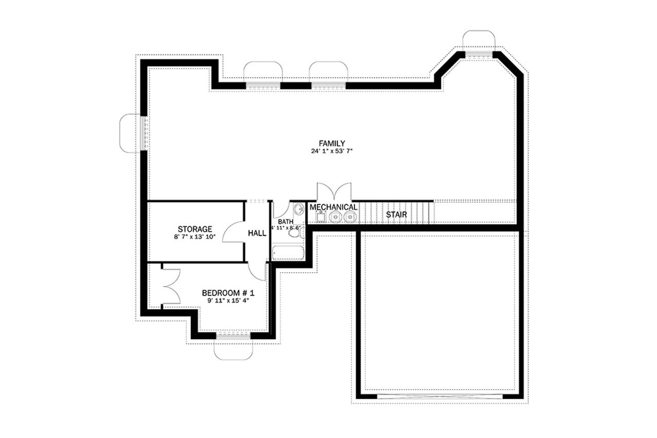 Ranch House Plan - Vintage 41788 - Basement Floor Plan