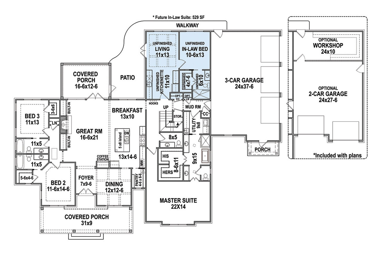 Farmhouse House Plan - Pinecone Trail 87221 - 1st Floor Plan