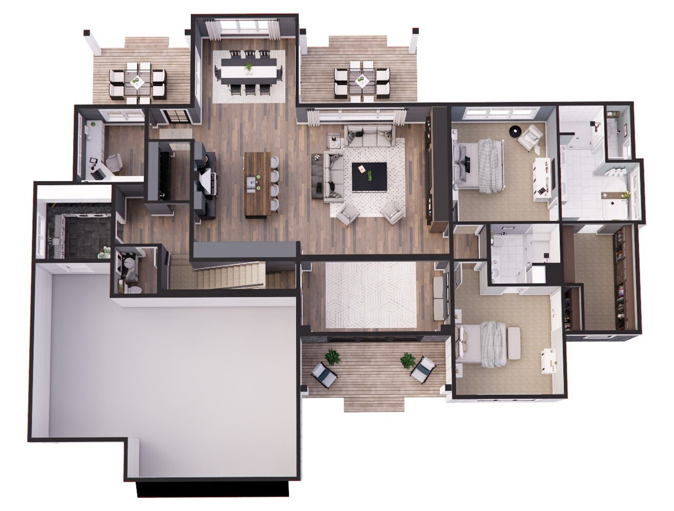 Farmhouse House Plan - West Wood 35337 - 1st Floor Plan Dollhouse - 