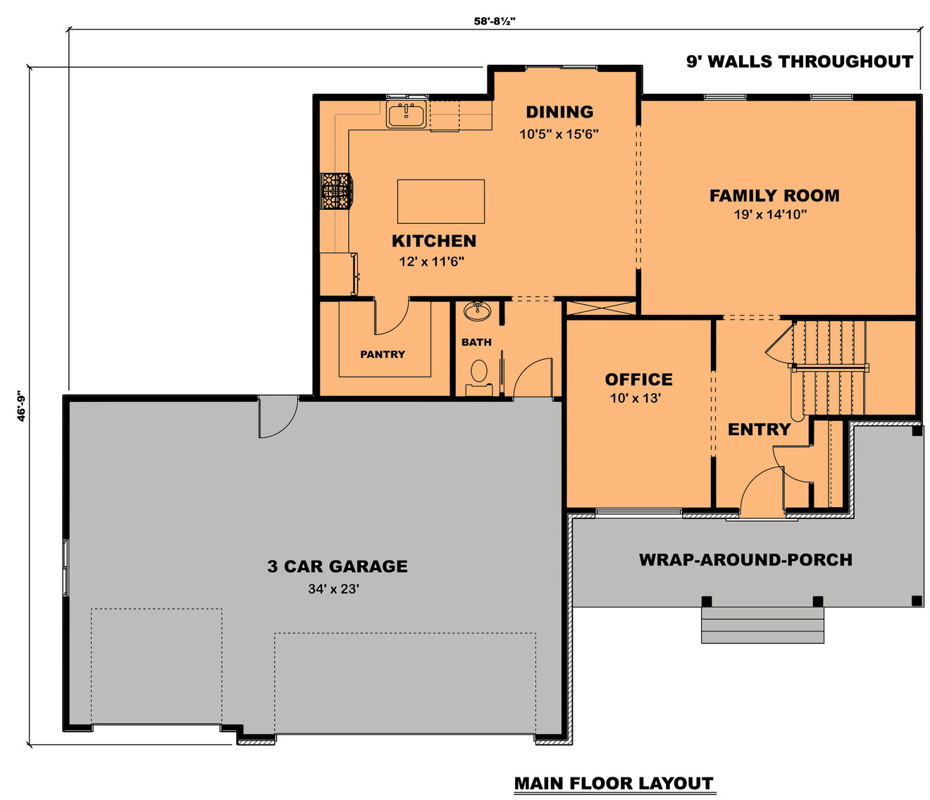 Traditional House Plan - The Franklin 22422 - 1st Floor Plan