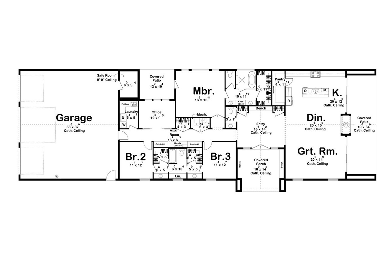 Farmhouse House Plan - Horseshoe Bend 34878 - 1st Floor Plan