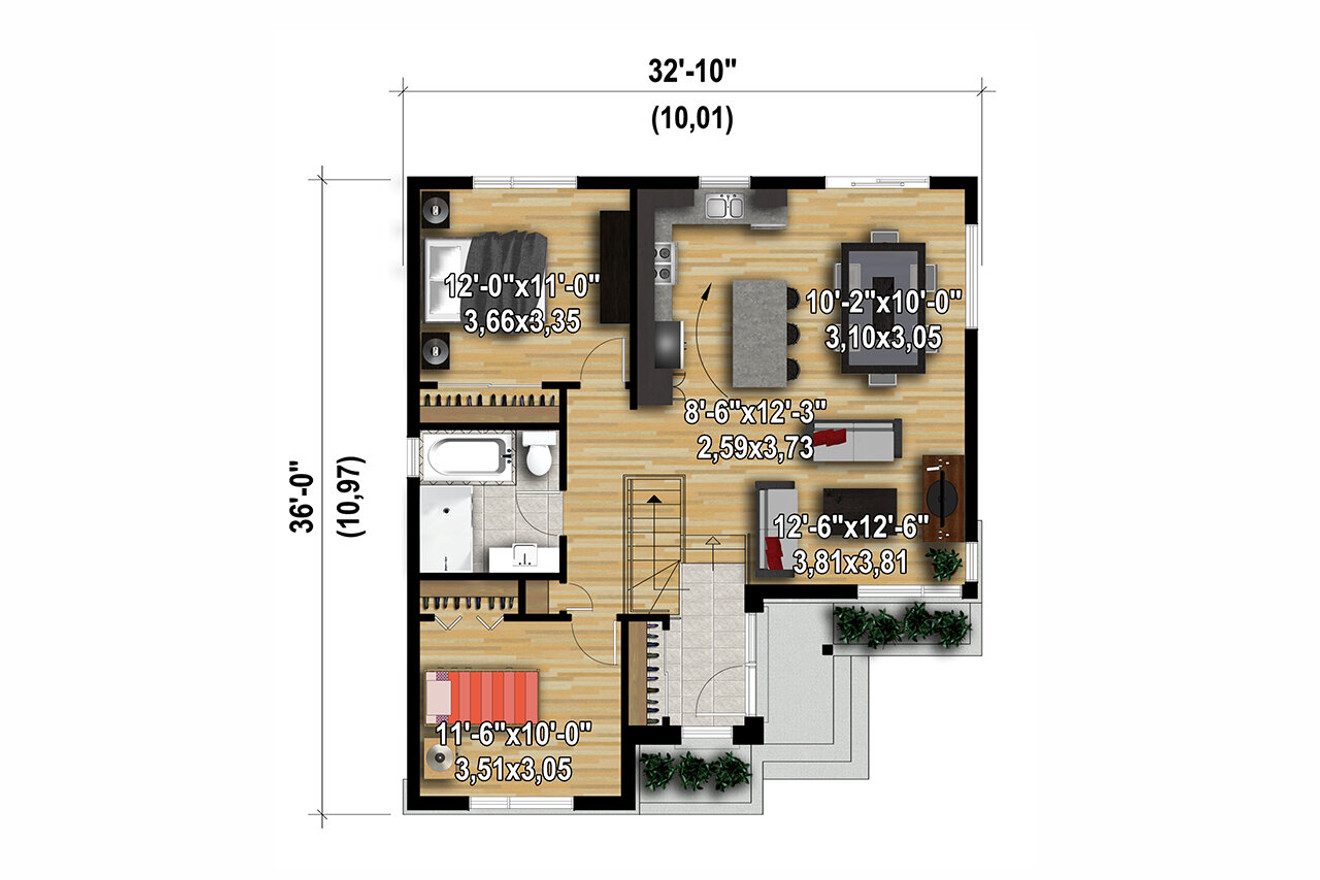 Modern House Plan - 70813 - 1st Floor Plan