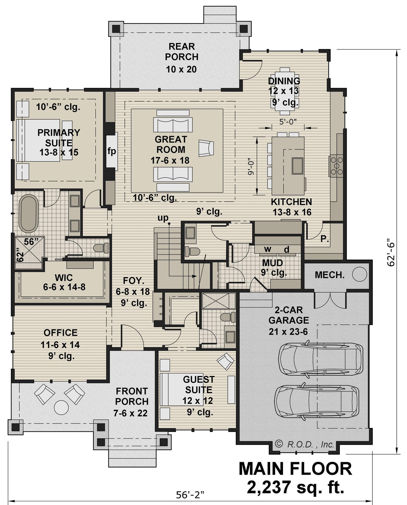 Farmhouse House Plan - Cedar Heights 98647 - 1st Floor Plan
