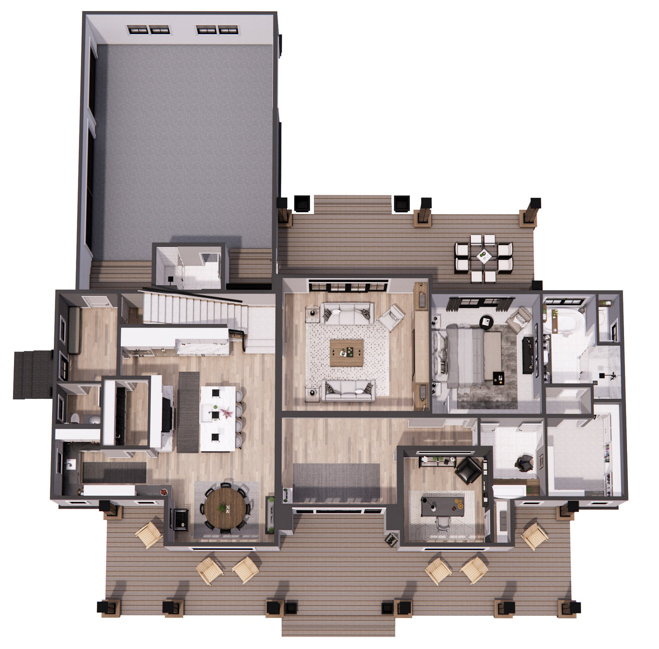 Farmhouse House Plan - Cedar Hollow 26303 - 1st Floor Plan Dollhouse - 