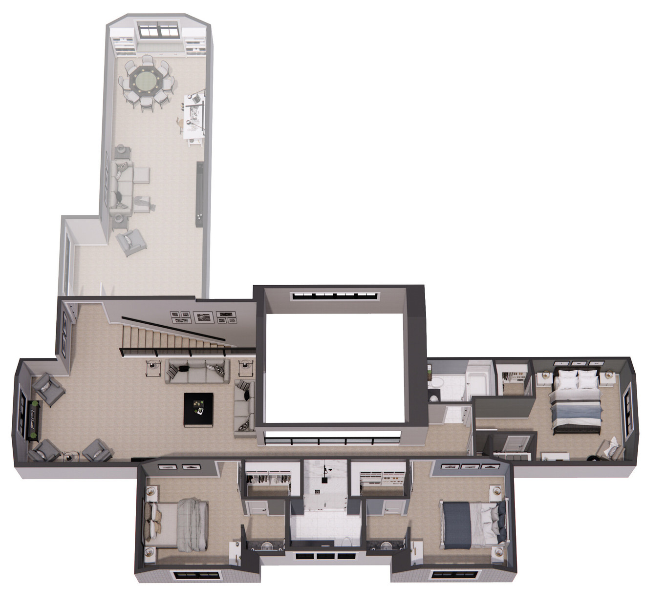 Farmhouse House Plan - Cedar Hollow 26303 - 2nd Floor Plan Dollhouse - 