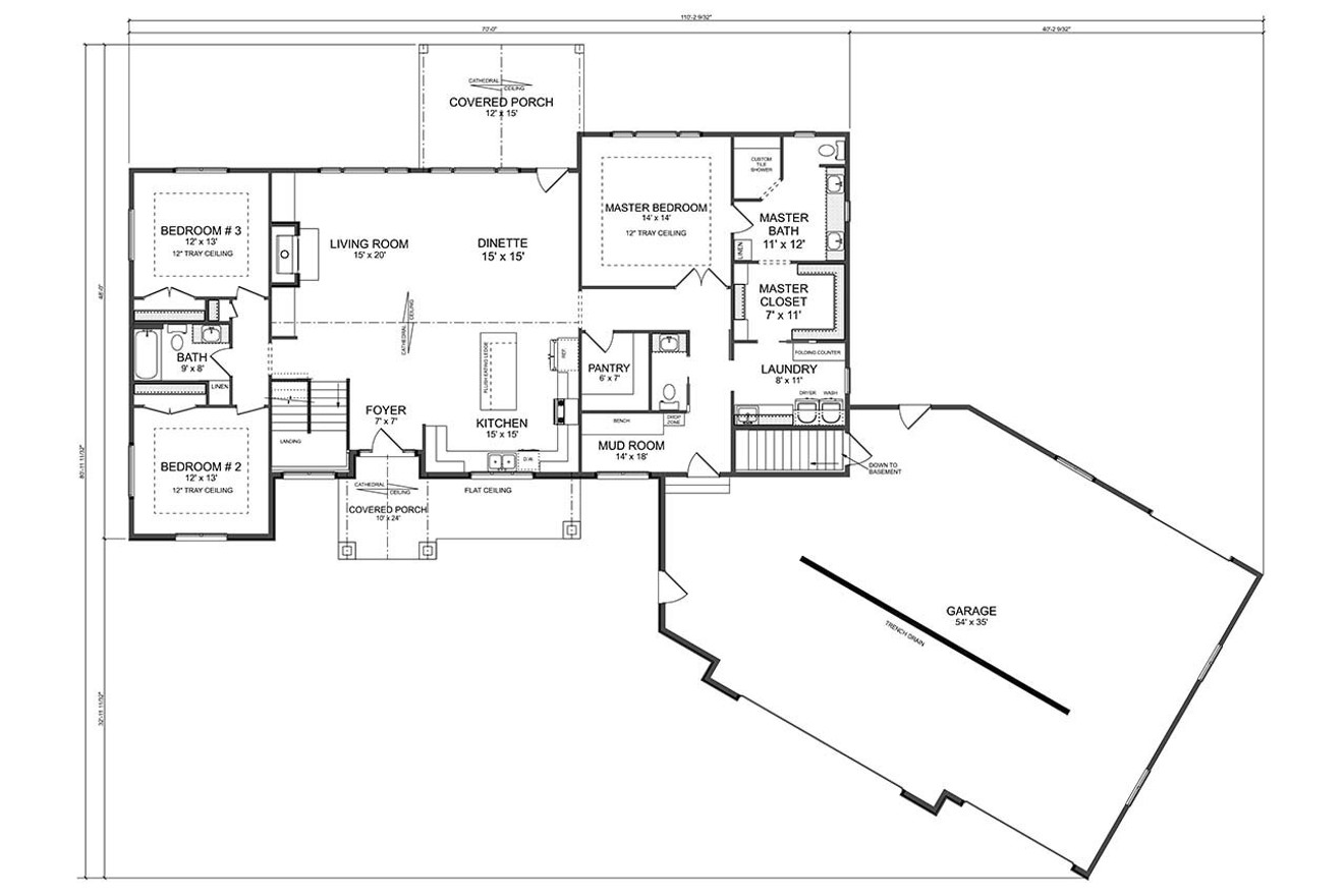 Craftsman House Plan - Evelyn Ranch 45130 - 1st Floor Plan