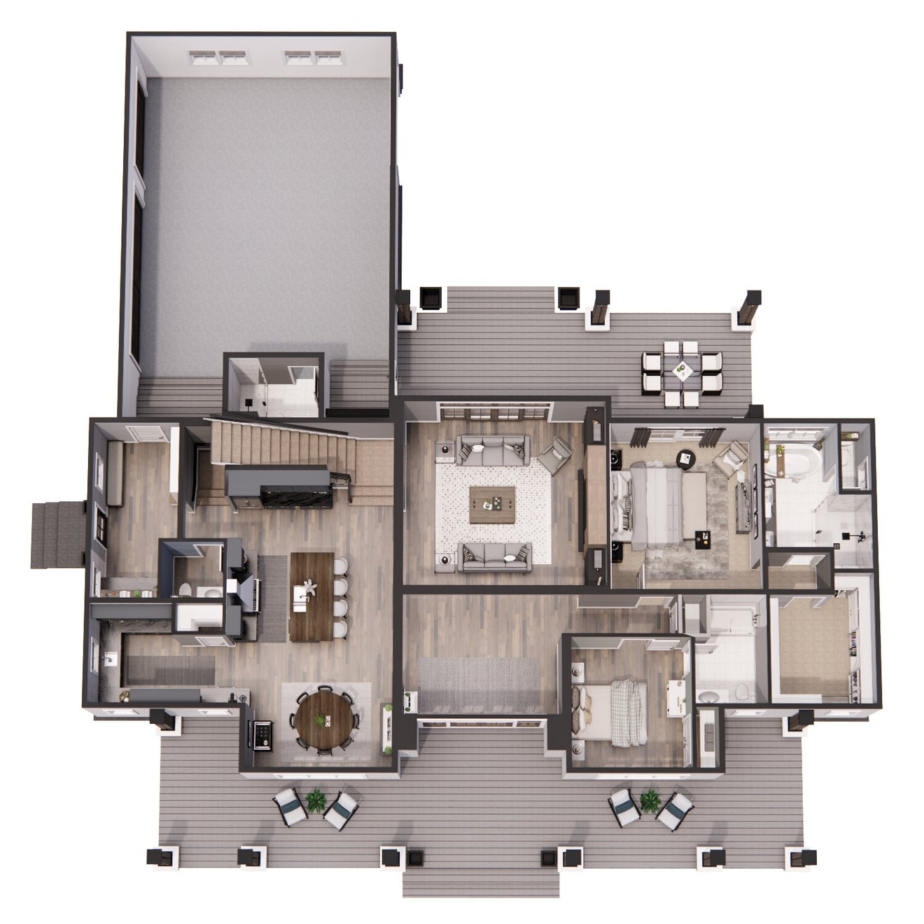 Farmhouse House Plan - Stone Haven 14550 - 1st Floor Plan Dollhouse - 