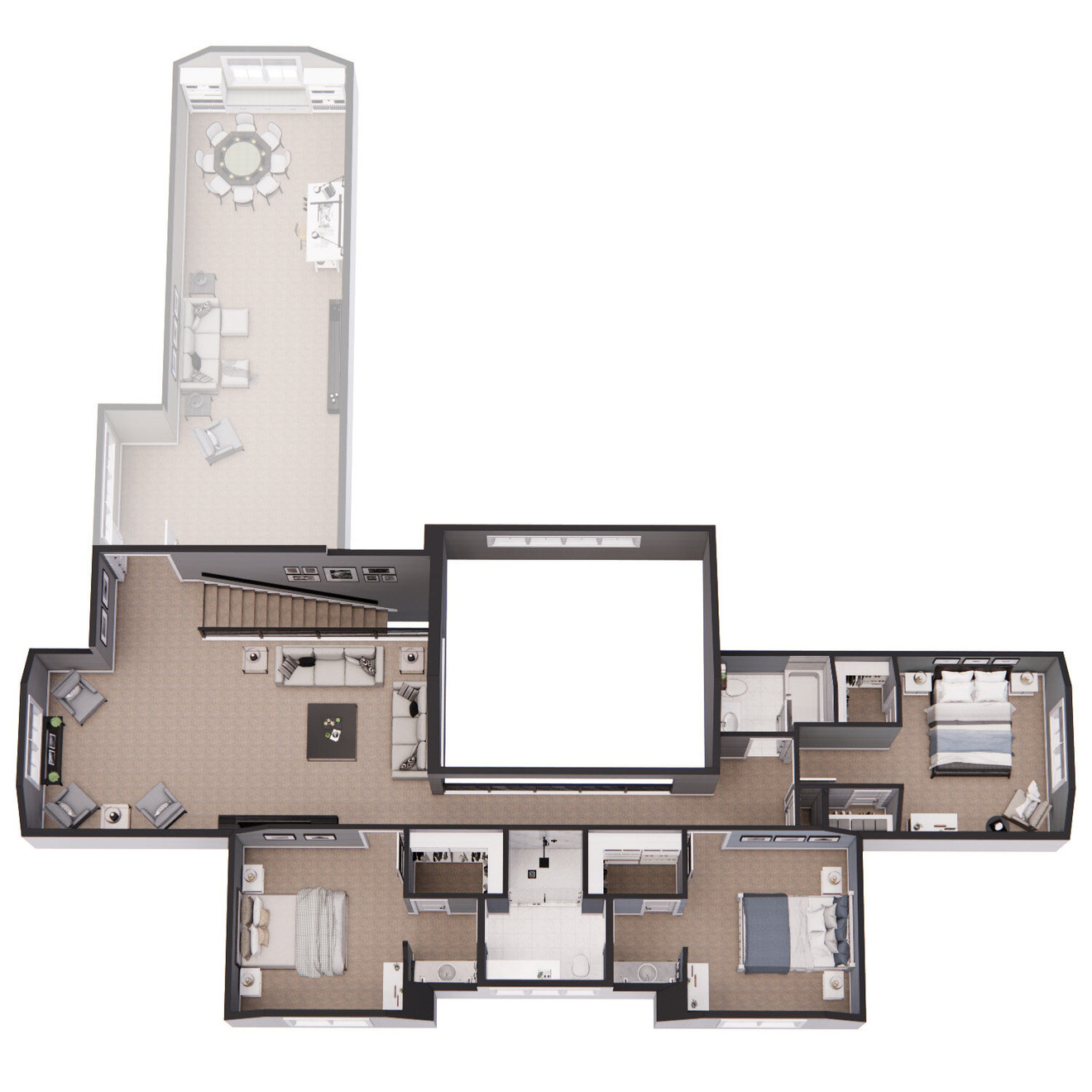 Farmhouse House Plan - Stone Haven 14550 - 2nd Floor Plan Dollhouse - 