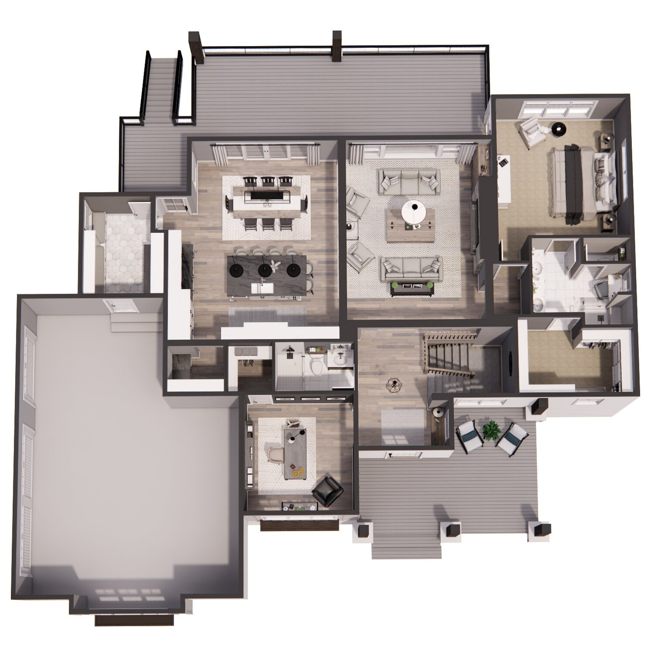 Farmhouse House Plan - Aurora Borealis 49080 - 1st Floor Plan Dollhouse - 