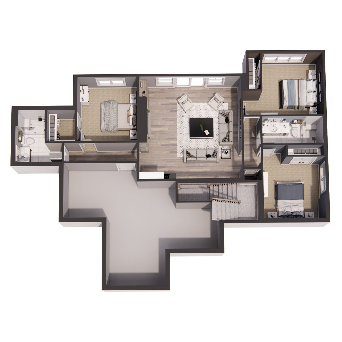 Farmhouse House Plan - Aurora Borealis 49080 - Basement Floor Plan Dollhouse - 