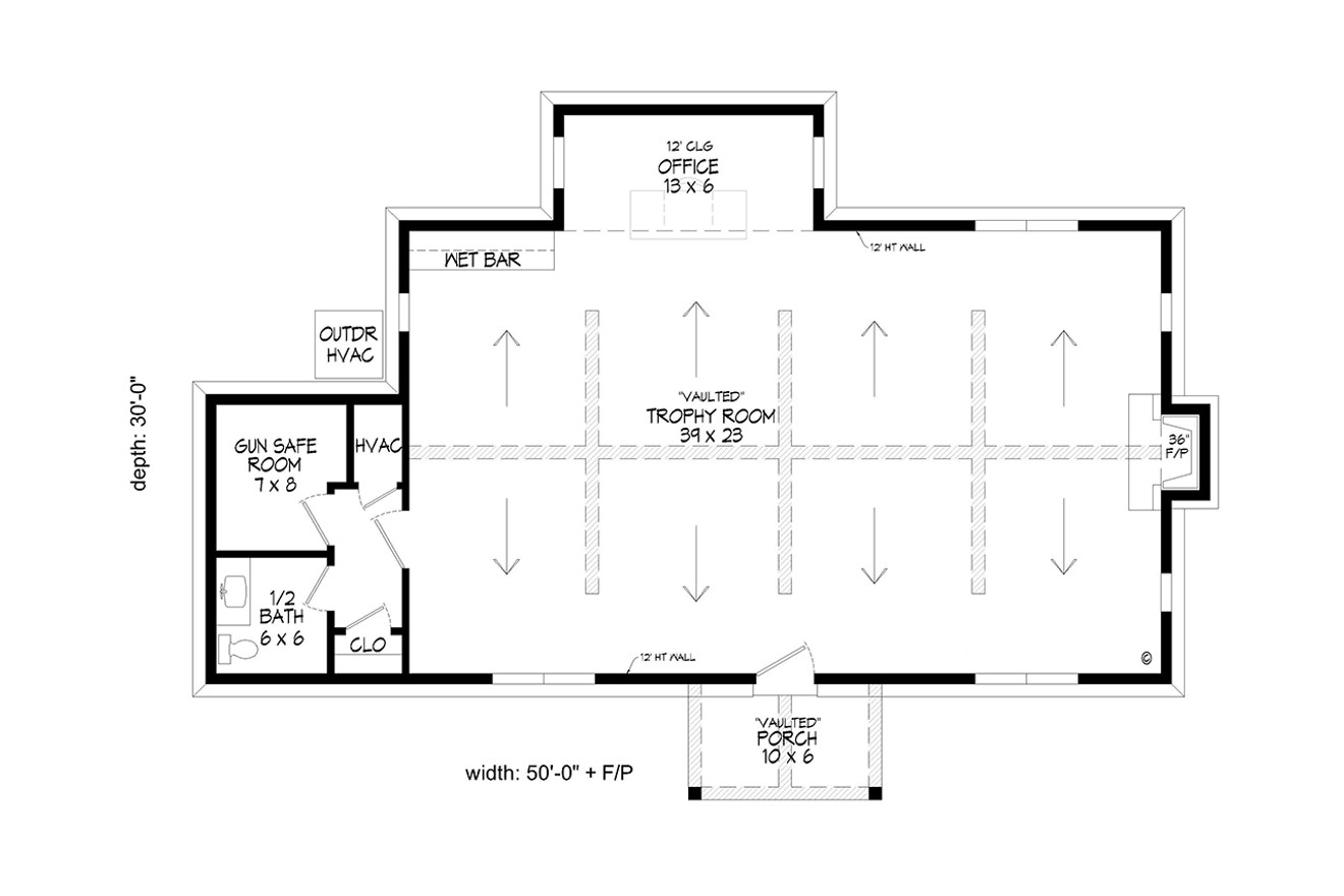 Cottage House Plan - Blue Lake Trophy Room 65192 - 1st Floor Plan