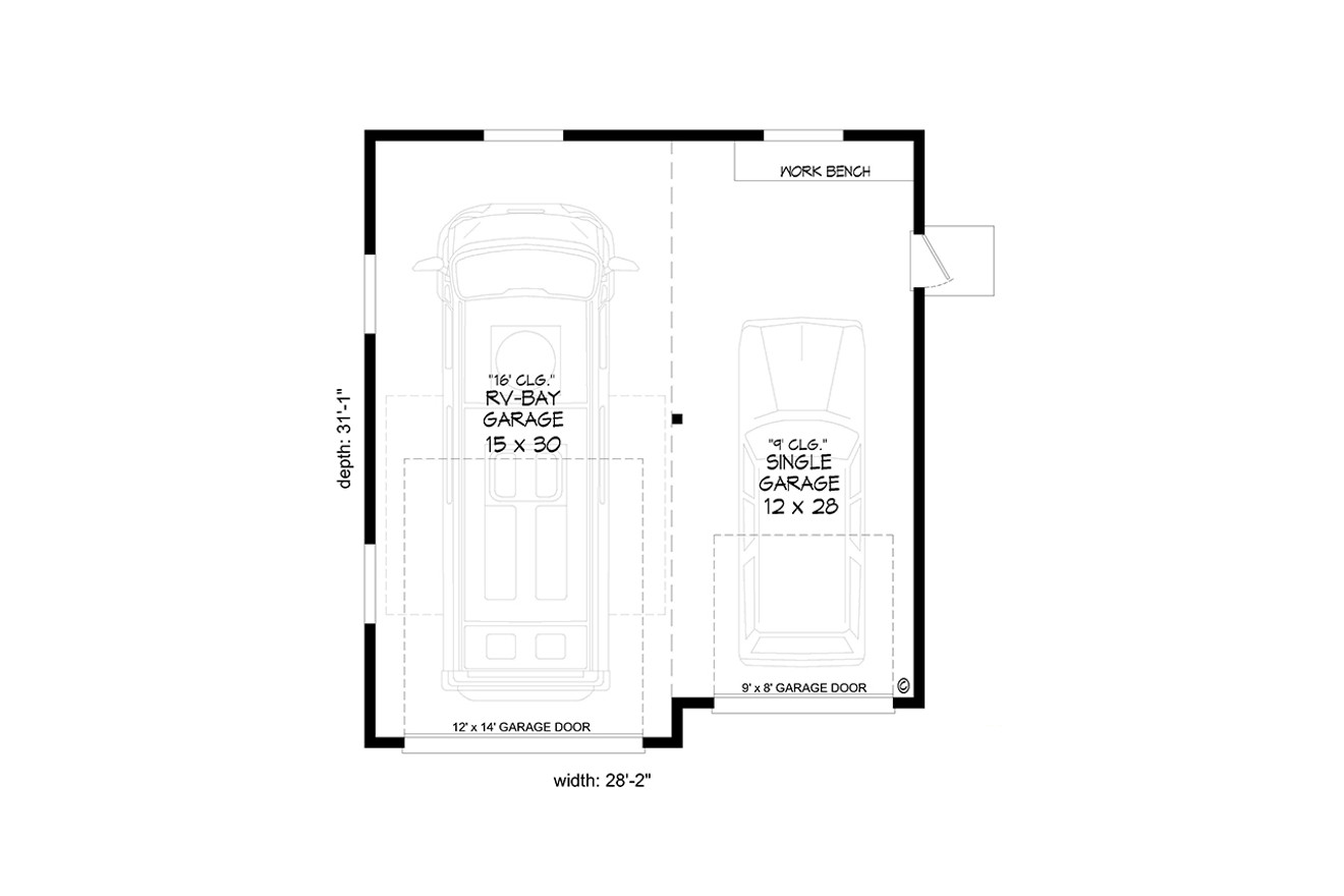 Craftsman House Plan - Countryside RV Garage 87210 - 1st Floor Plan