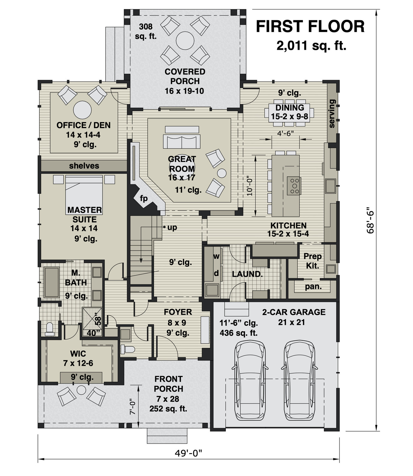 Farmhouse House Plan - Middlebrook 78552 - 1st Floor Plan