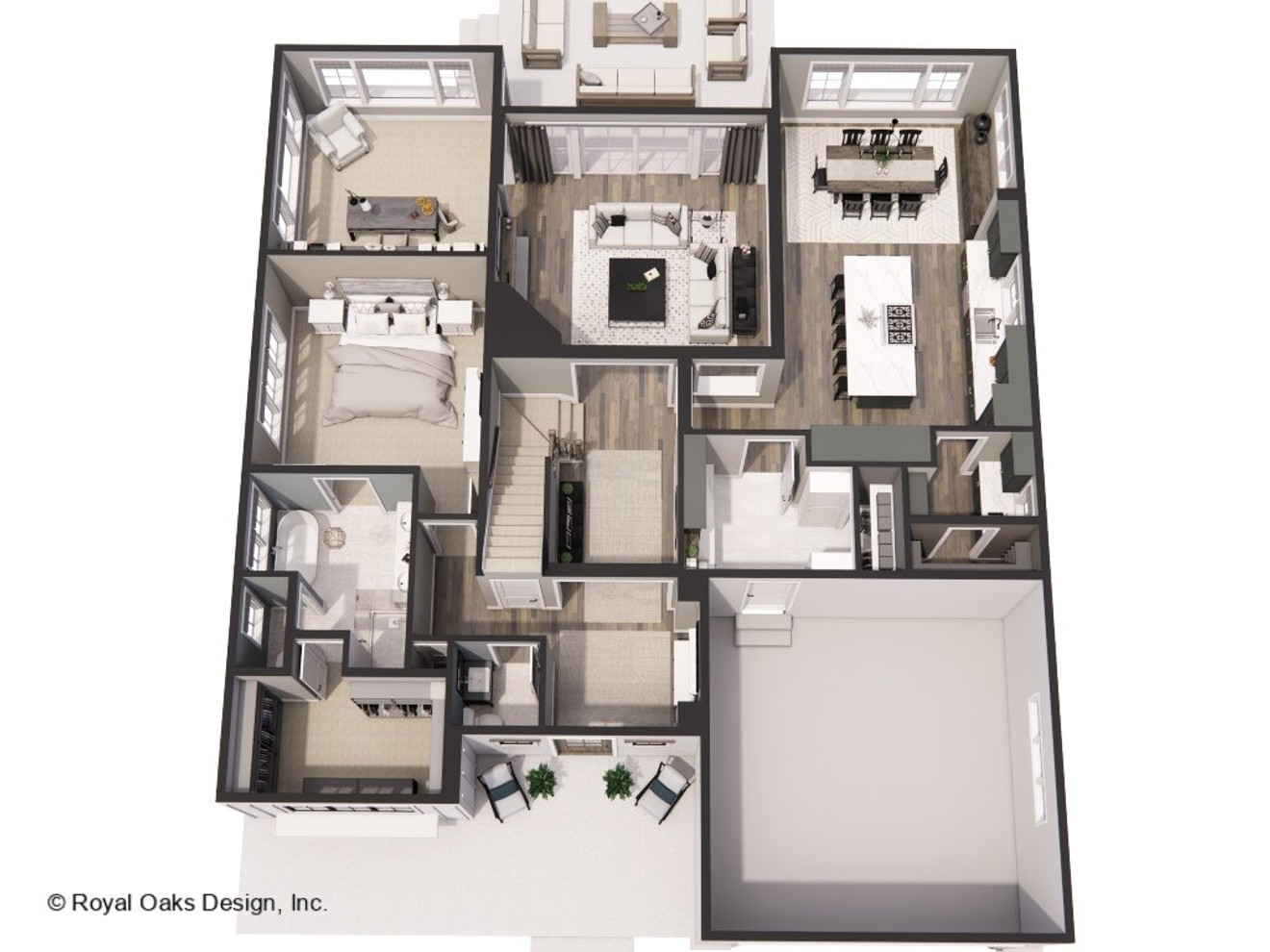 Farmhouse Style Plan - Middlebrook - Aerial First Floor Plan - 