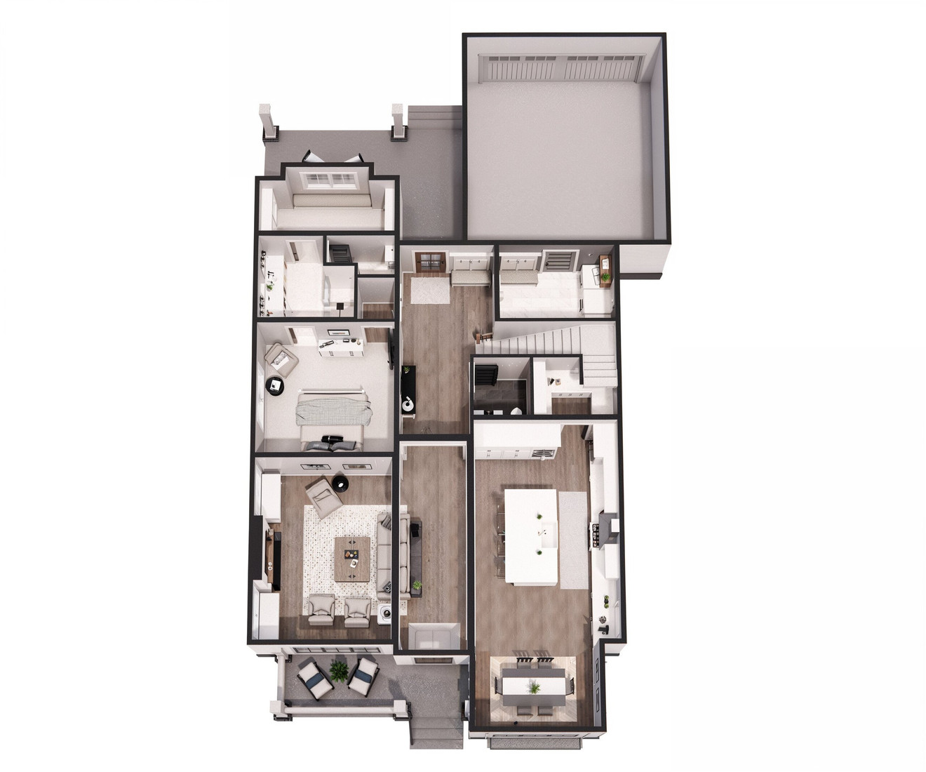 Farmhouse Style Plan - Ashland - Aerial First Floor Plan - 