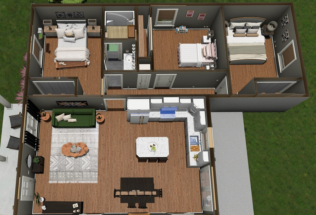 Country House Plan - 47060 - 1st Floor Plan Dollhouse - 