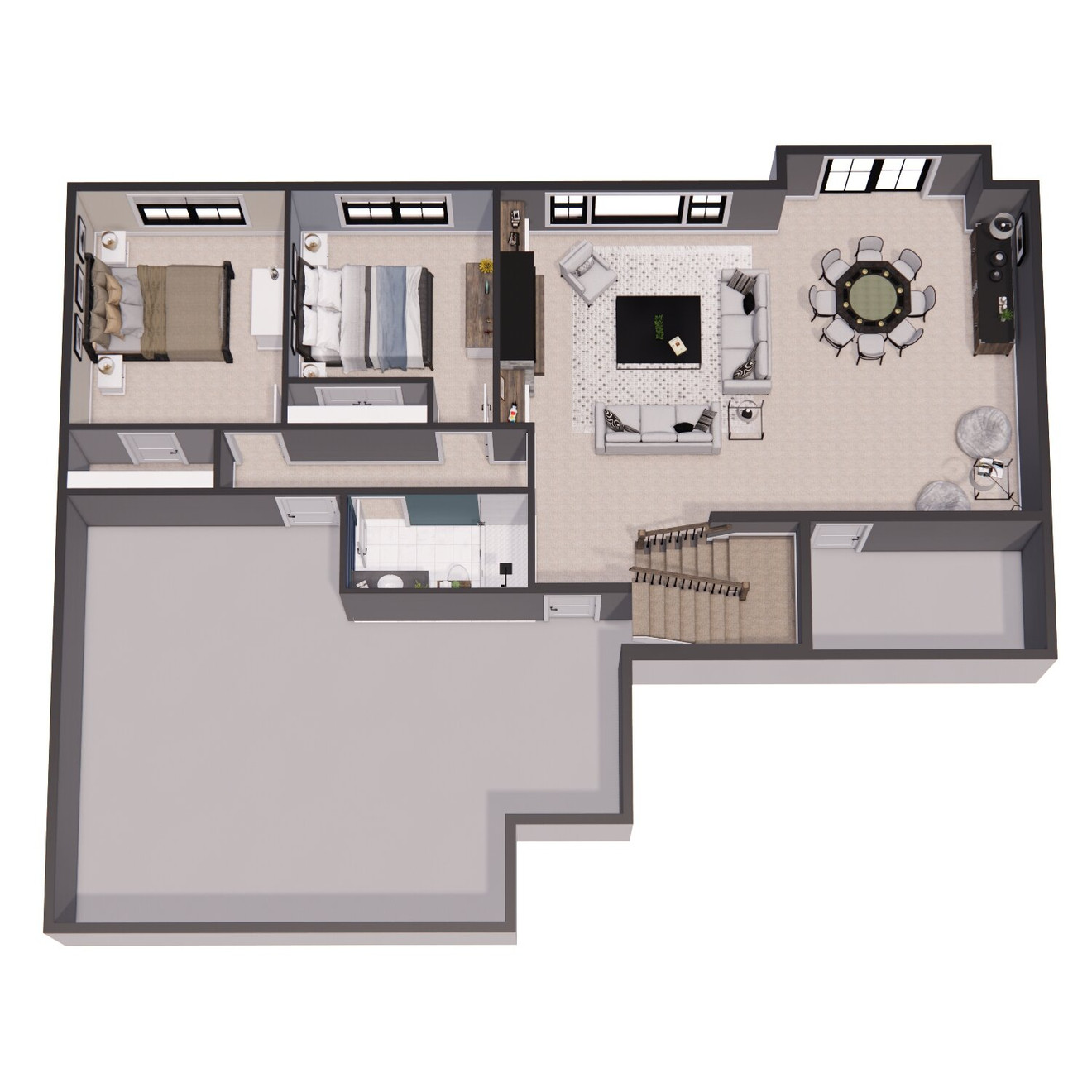 Country Style Plan - Maple Grove - Aerial Second Floor Plan - 