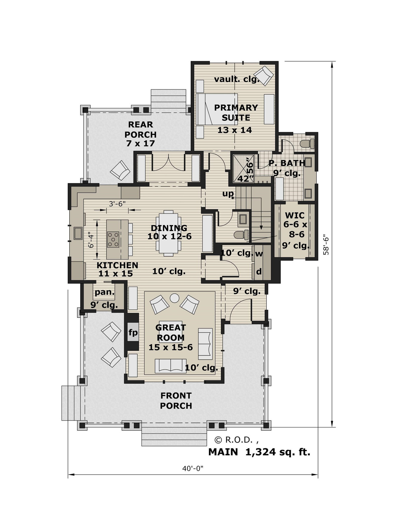 Farmhouse House Plan - Prescott 14705 - 1st Floor Plan
