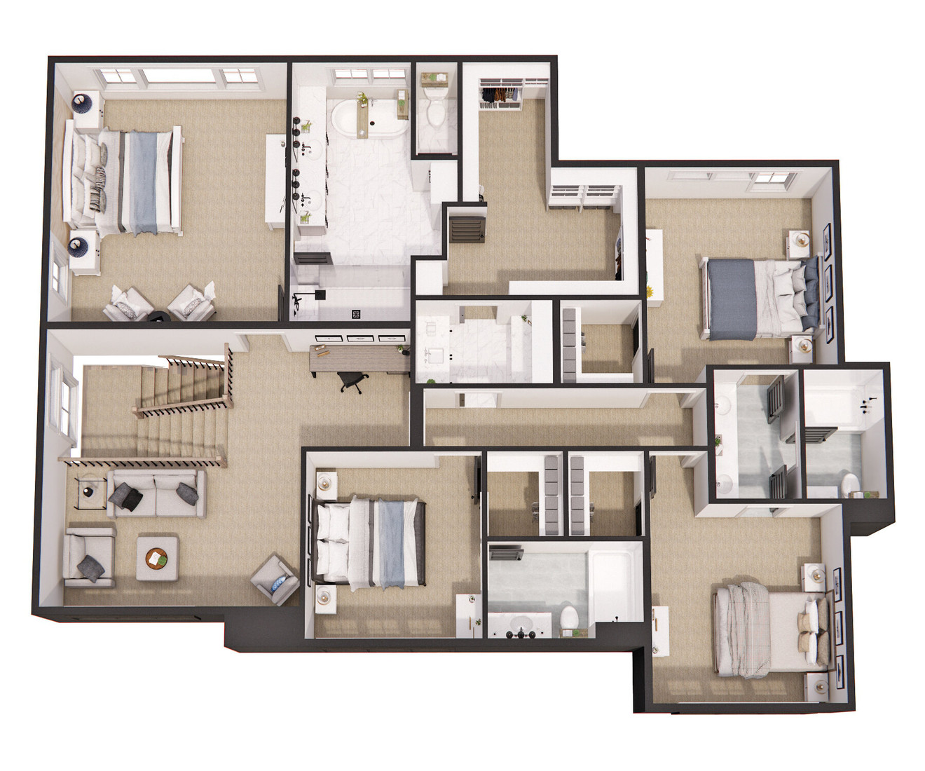 Traditional House Plan - Raven 34356 - 2nd Floor Plan Dollhouse - 