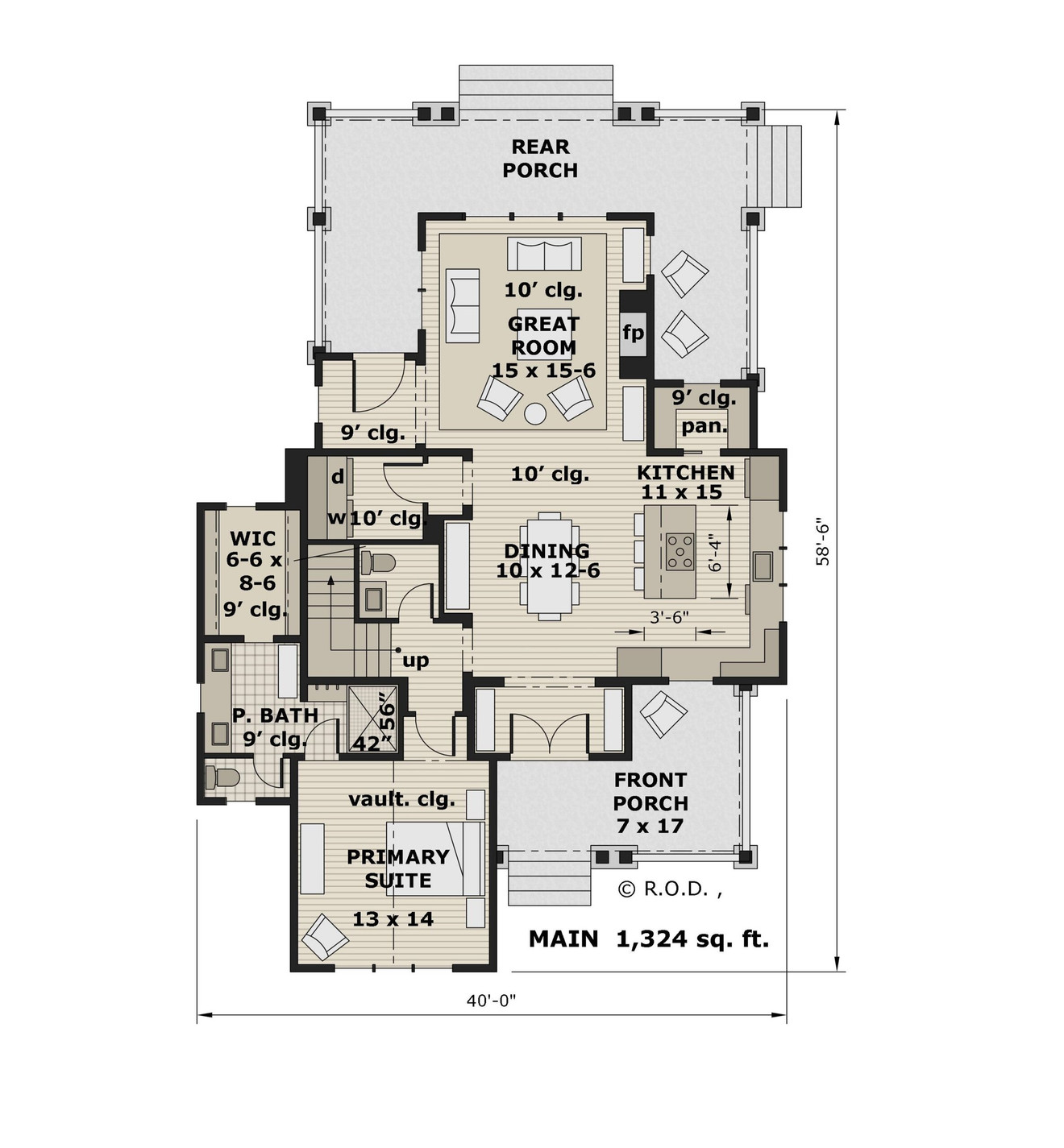 Farmhouse House Plan - Preston 80495 - 1st Floor Plan