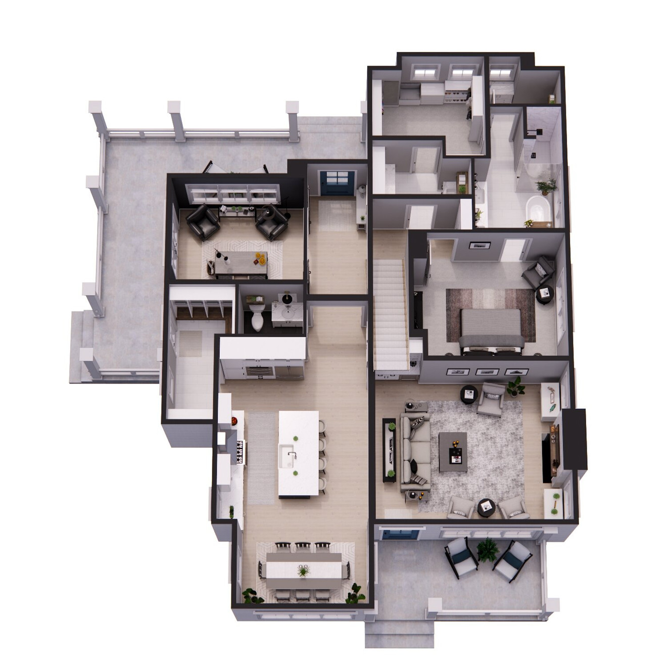 Farmhouse House Plan - Joseph 63453 - 1st Floor Plan Dollhouse - 