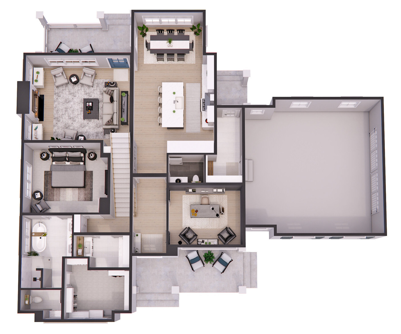Farmhouse House Plan - Harmony 91153 - 1st Floor Plan Dollhouse - 