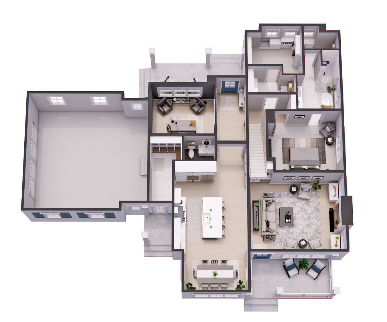 Country House Plan - Harriet 87512 - 1st Floor Plan Dollhouse - 
