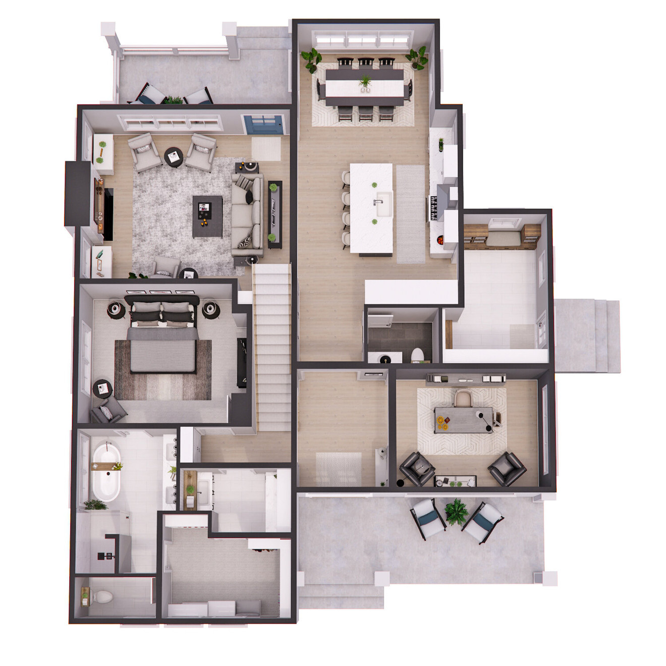 Farmhouse House Plan - Michaela Marie 15585 - 1st Floor Plan Dollhouse - 