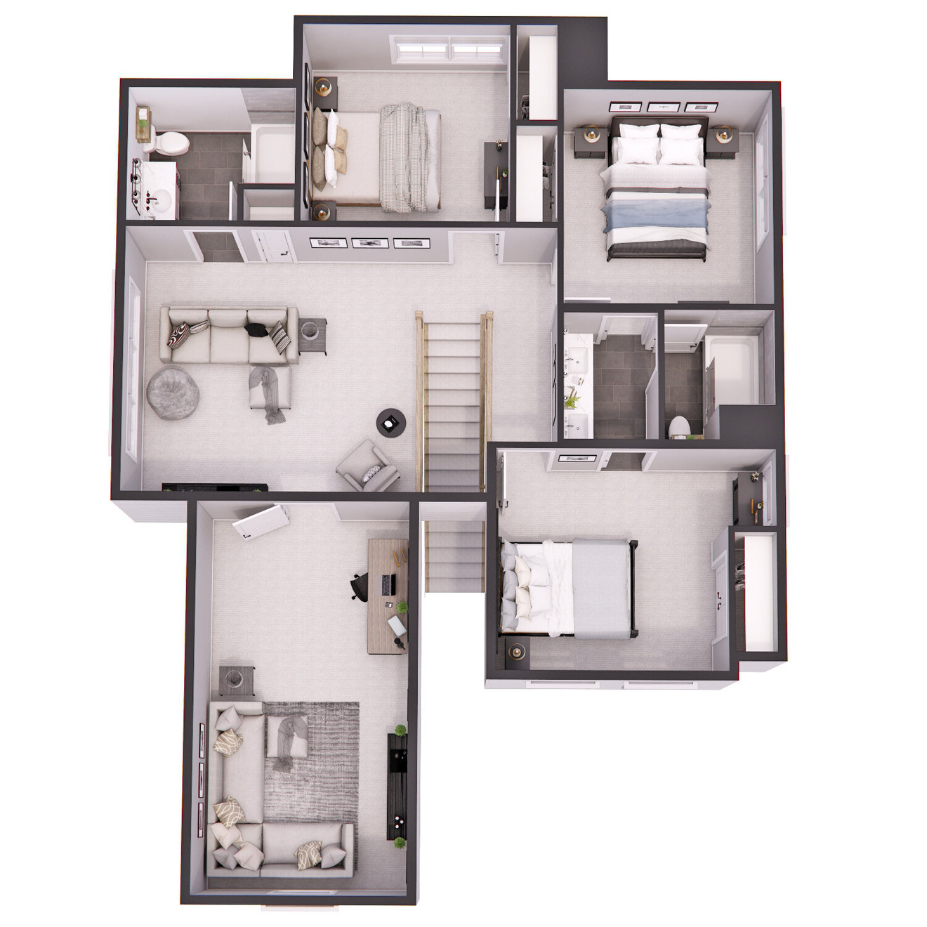 Farmhouse House Plan - Michaela Marie 15585 - 2nd Floor Plan Dollhouse - 